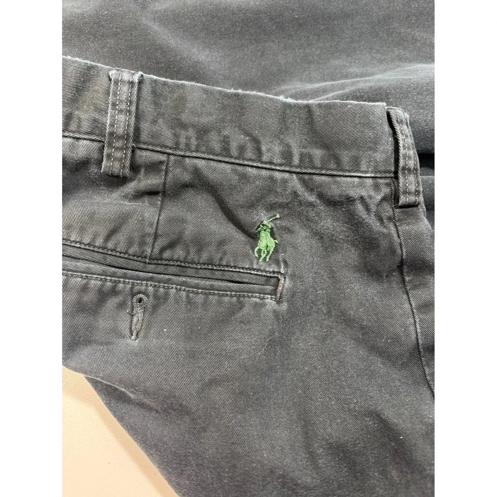 Polo Ralph Lauren Mens Chino Pants Black Cotton Twill Straight Leg 48x32